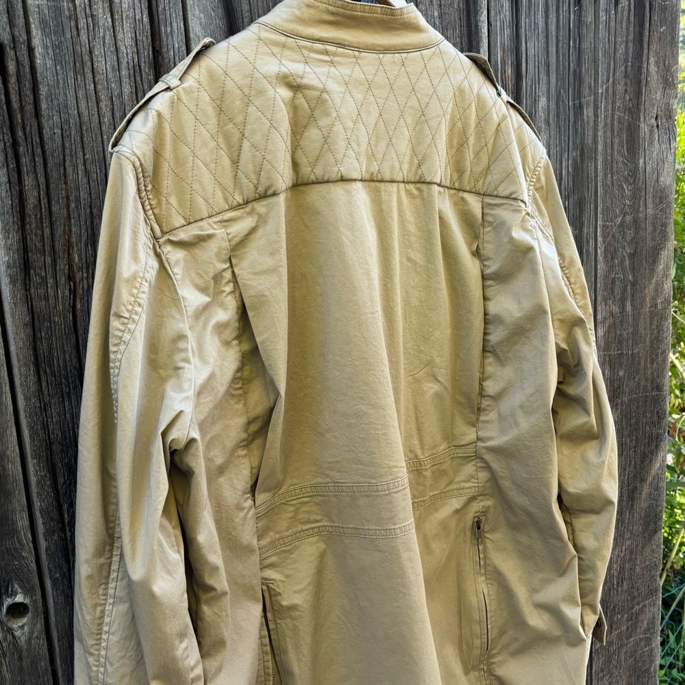 J. Peterman English Barn Coat Light Beige w/multiple pockets zip & button front - Picture 11 of 14